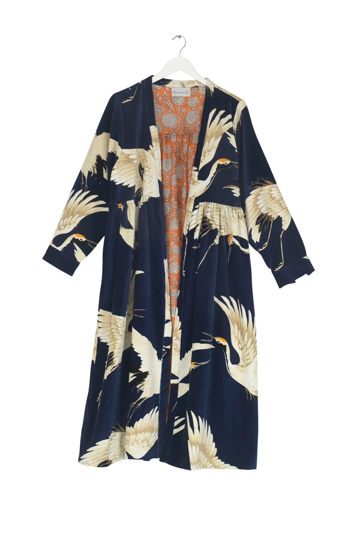 stork_navy_velvet_duster_coat_3.webp Store One Hundred Stars Stork Navy Velvet Duster Coat