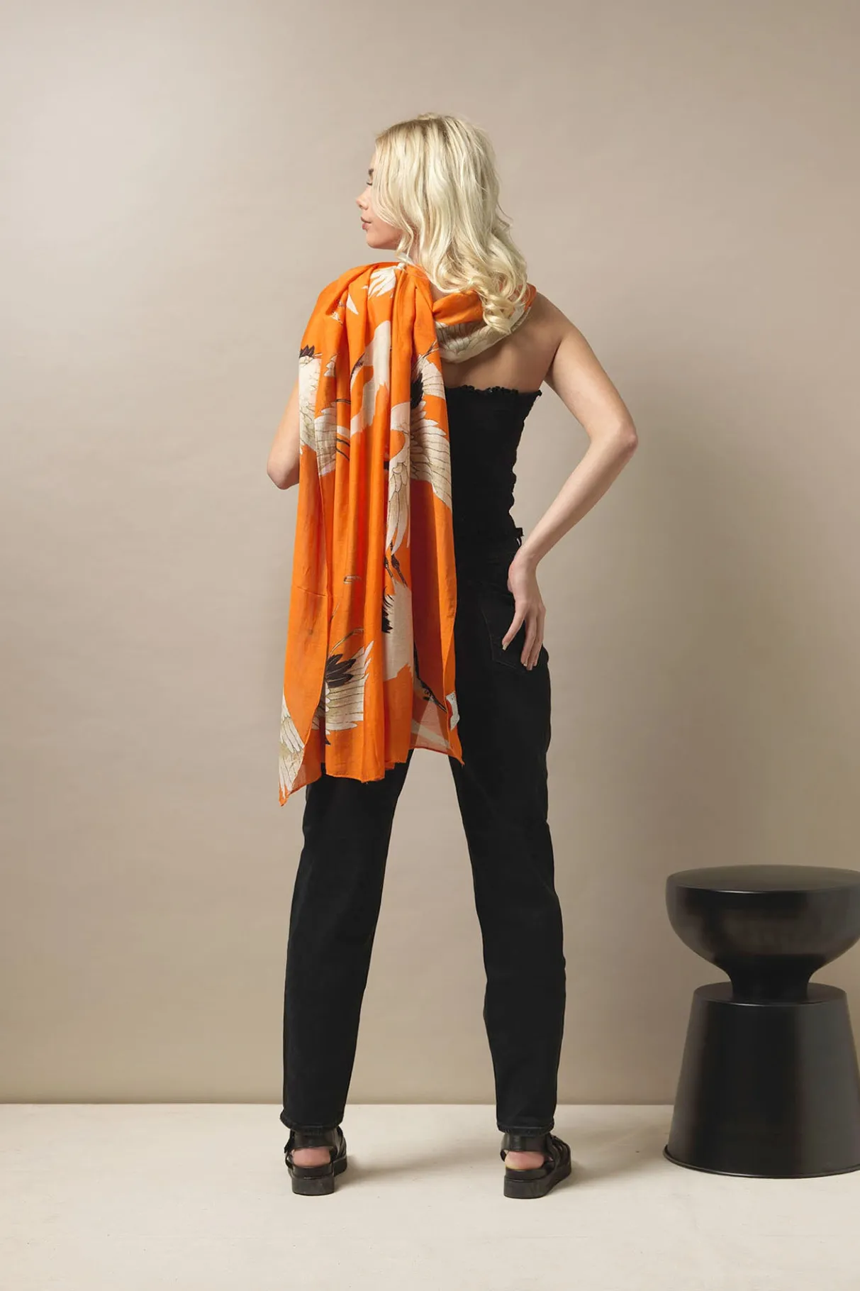 stork_orange_scarf_1.webp Outlet One Hundred Stars Stork Orange Scarf