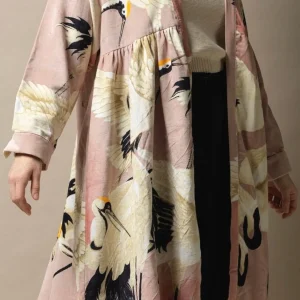 New One Hundred Stars Stork Pink Velvet Duster Coat