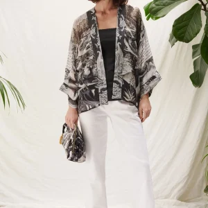 Outlet One Hundred Stars Sunburst Grey Kimono
