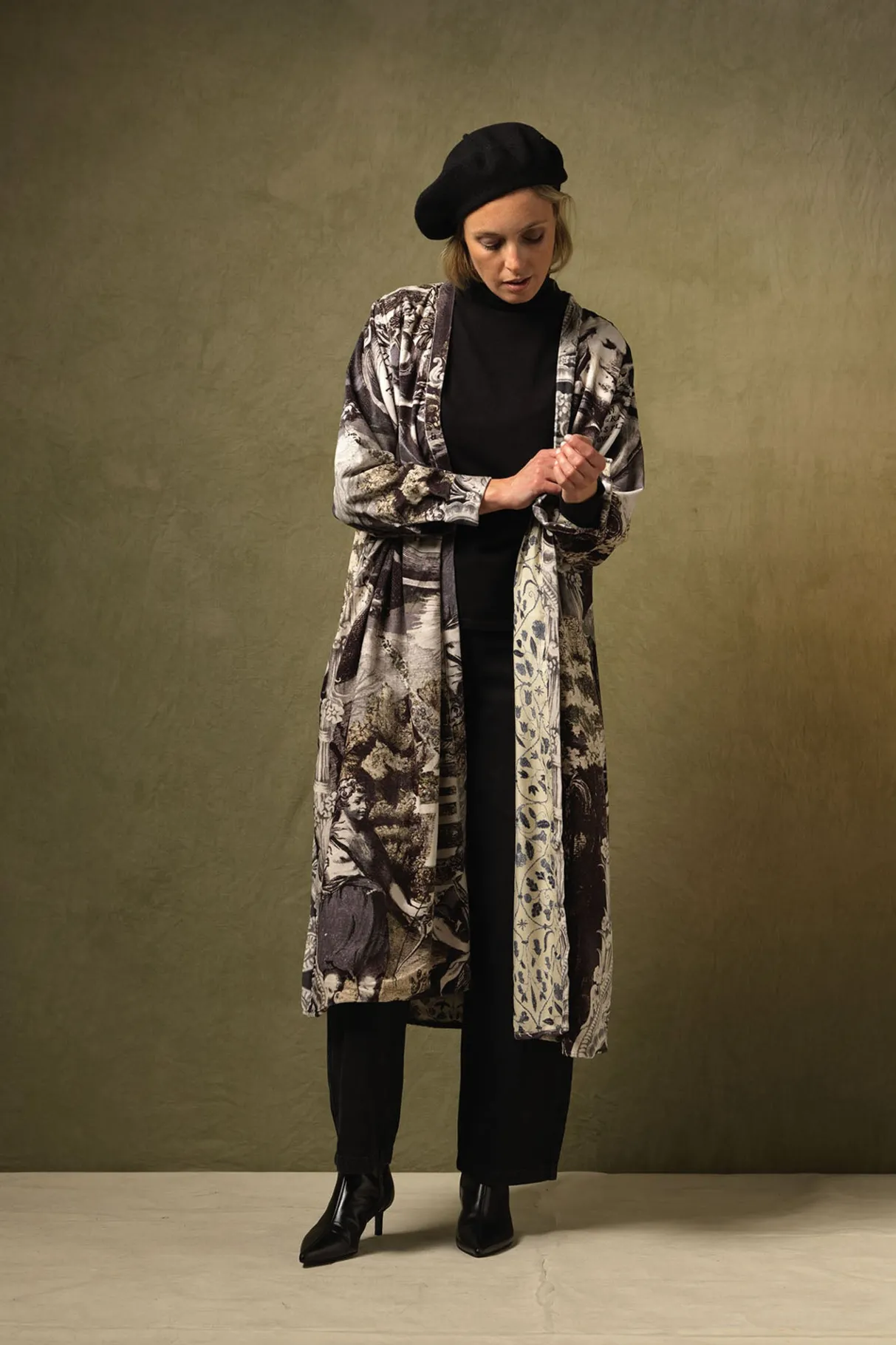 sunburst_grey_velvet_duster_0.webp Flash Sale One Hundred Stars Sunburst Grey Velvet Duster