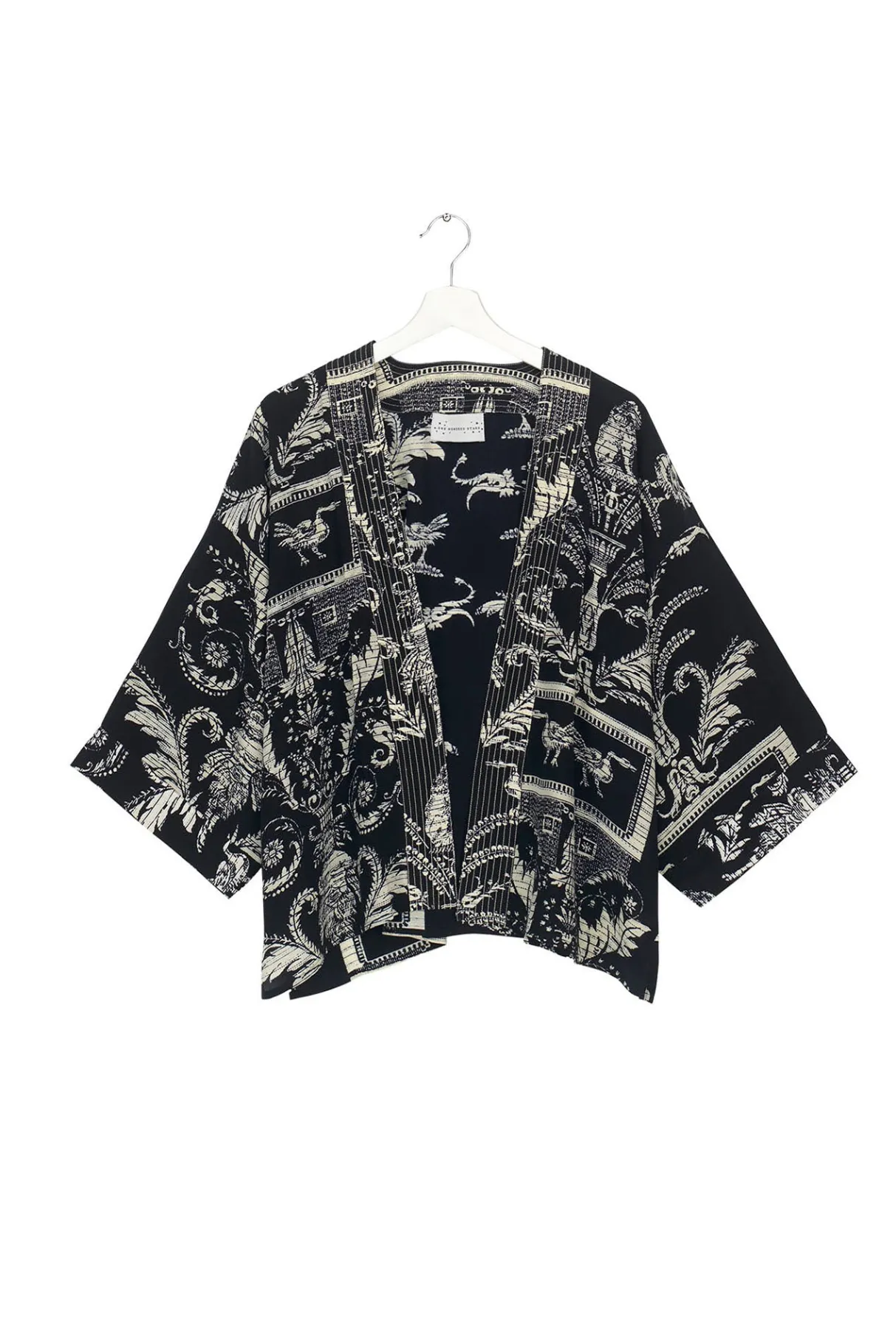 vintage_damask_black_crepe_kimono_2.webp Best Sale One Hundred Stars Vintage Damask Black Crepe Kimono