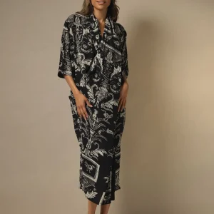 Flash Sale One Hundred Stars Vintage Damask Black Rachel Dress