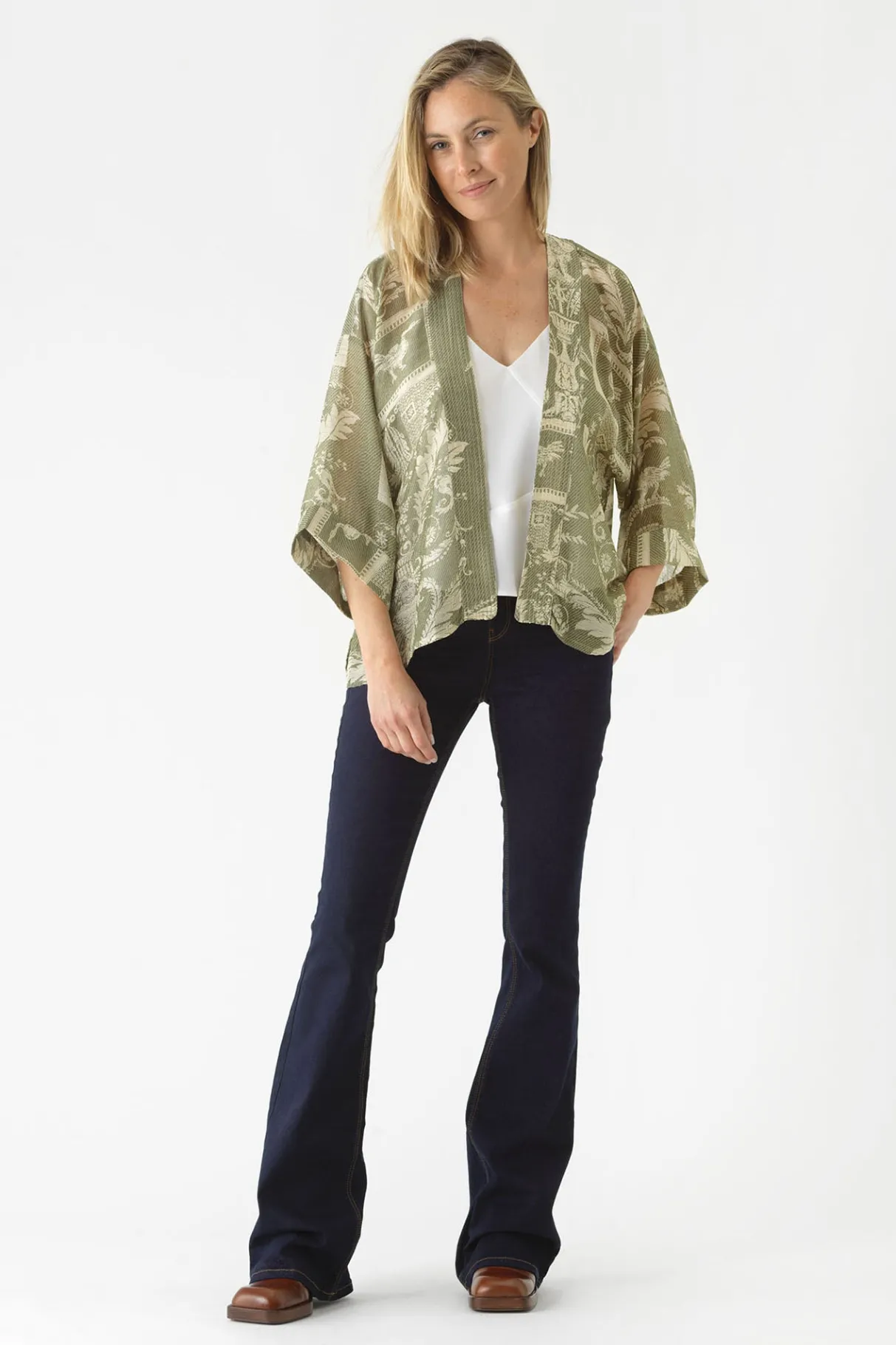 vintage_damask_sage_kimono_0.webp Discount One Hundred Stars Vintage Damask Sage Kimono