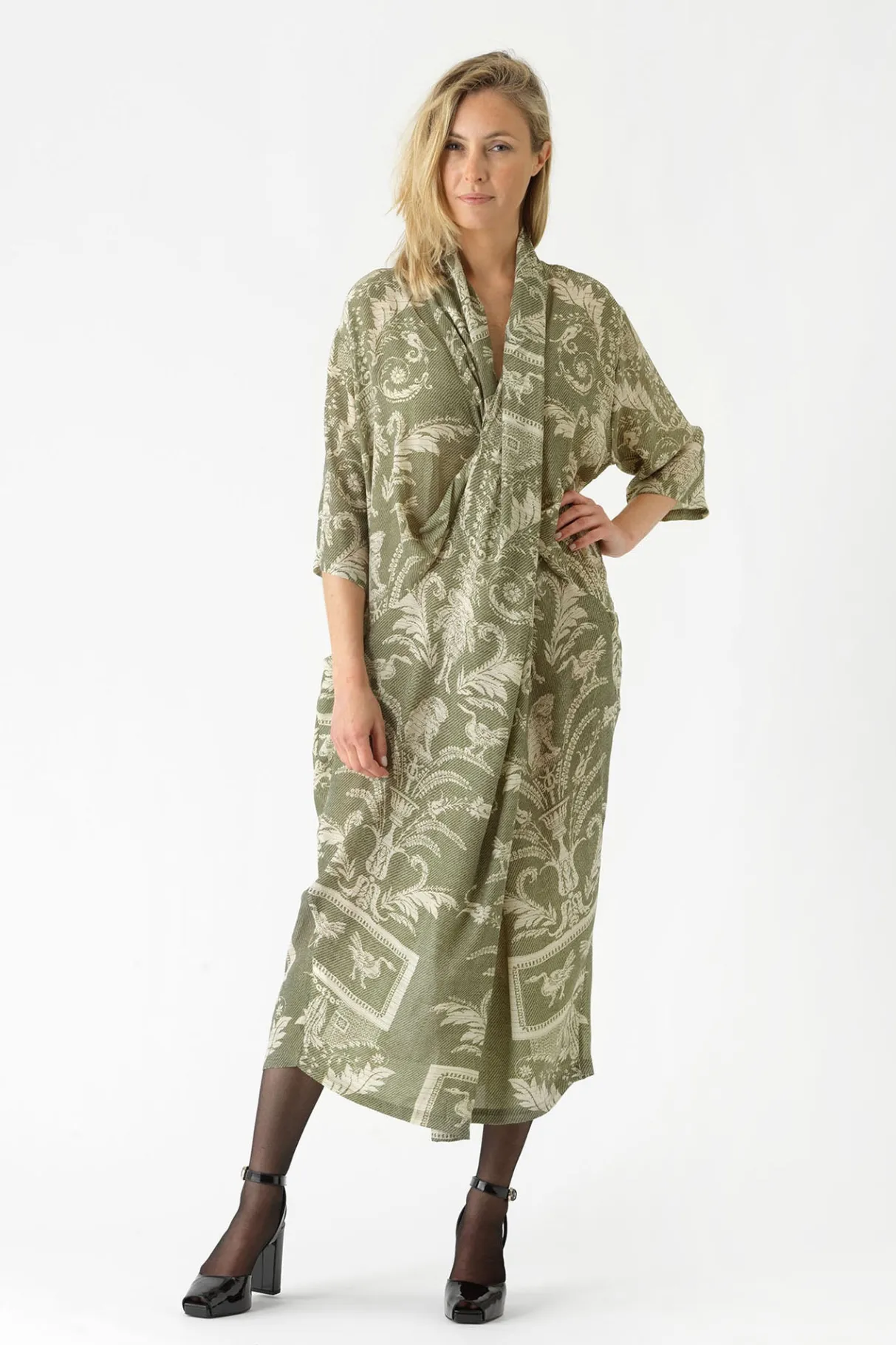 vintage_damask_sage_rachel_dress_0.webp Sale One Hundred Stars Vintage Damask Sage Rachel Dress