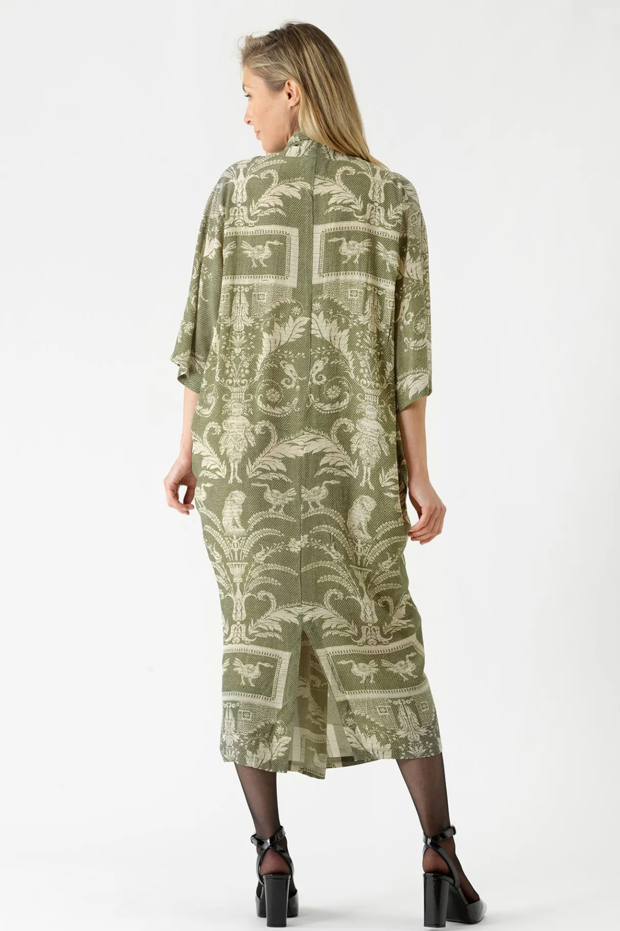 vintage_damask_sage_rachel_dress_1.webp Sale One Hundred Stars Vintage Damask Sage Rachel Dress
