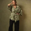 New One Hundred Stars Vintage Damask Sage Wrap Jacket
