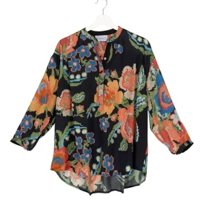 Store One Hundred Stars Woven Flower Black Darcy Shirt